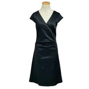 InWear Dress Women's 8 Black Yammie Short Sleeve A-Line V-Neck Midi NWT